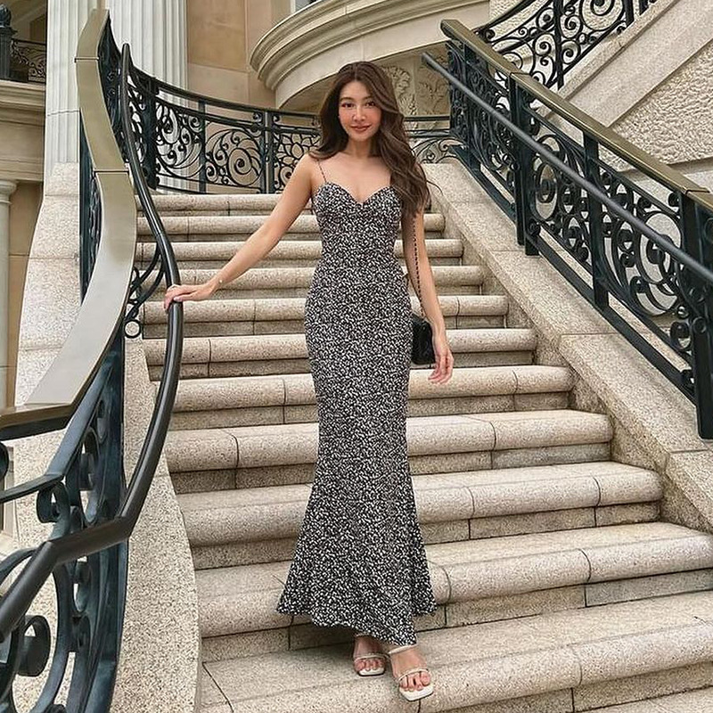 Women's Sheath Dress Strap Dress Sexy V Neck Printing Sleeveless Ditsy Floral Maxi Long Dress Holiday Daily display picture 8