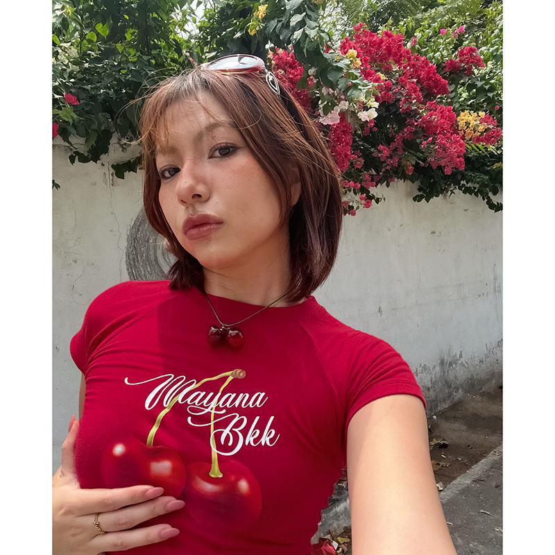 Women's T-shirt Short Sleeve T-Shirts Printing Navel Exposed Y2K Fruit display picture 9