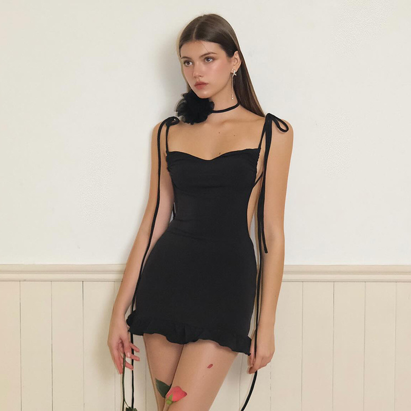 Women's Sheath Dress Strap Dress Sexy Strap Sleeveless Solid Color Above Knee Holiday Daily Date display picture 10