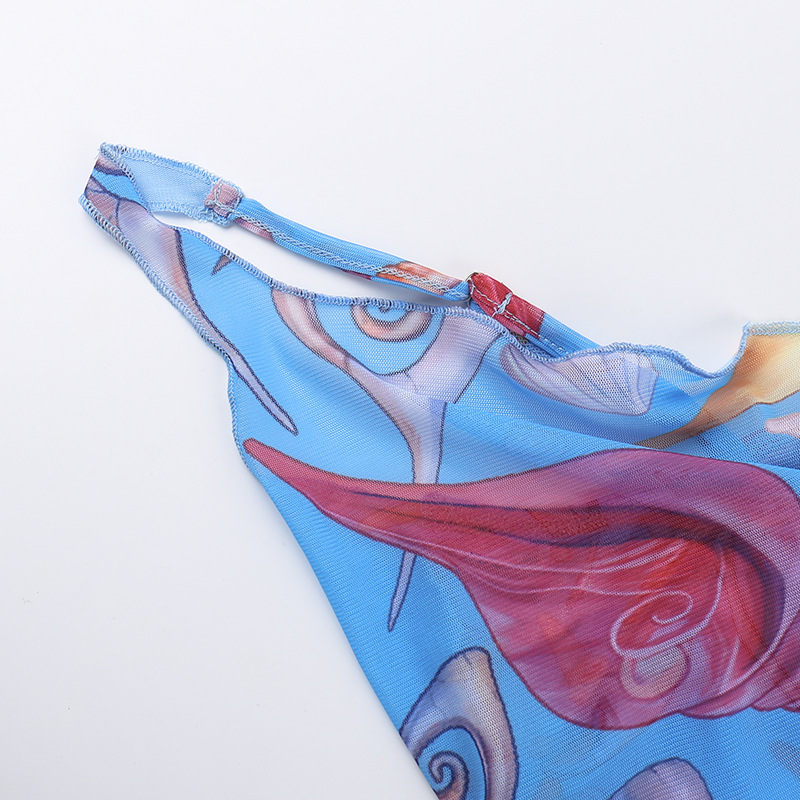 Women's Wrap Crop Top Tank Tops Contrast Binding Sexy Starfish Ocean Conch display picture 15