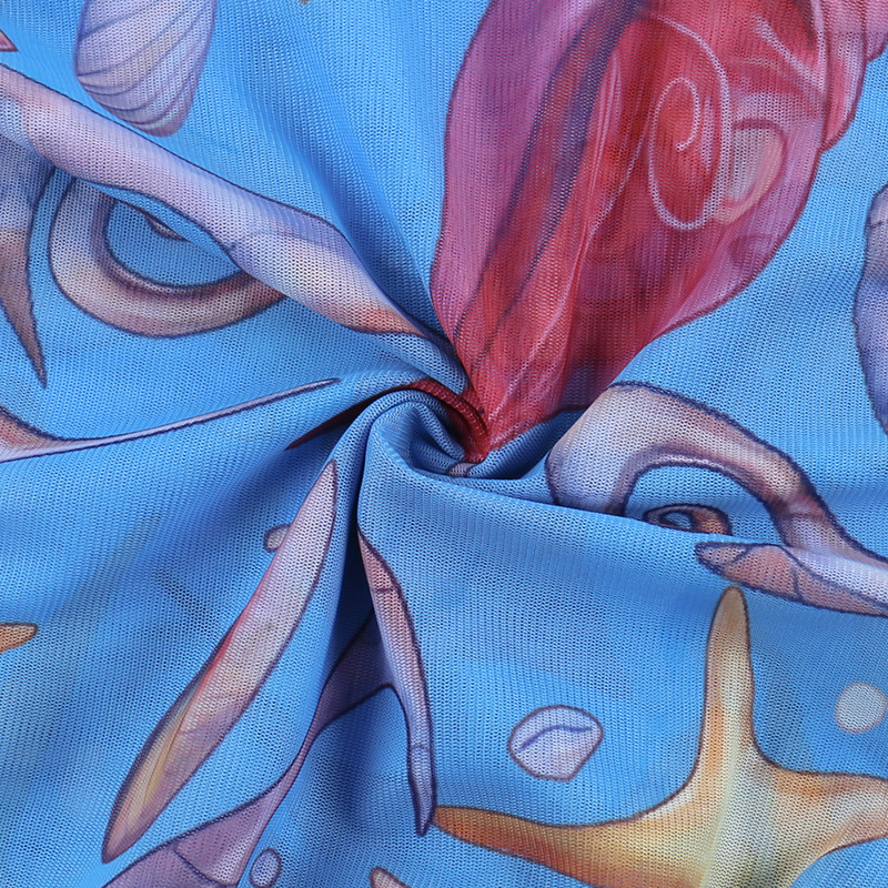 Women's Wrap Crop Top Tank Tops Contrast Binding Sexy Starfish Ocean Conch display picture 21