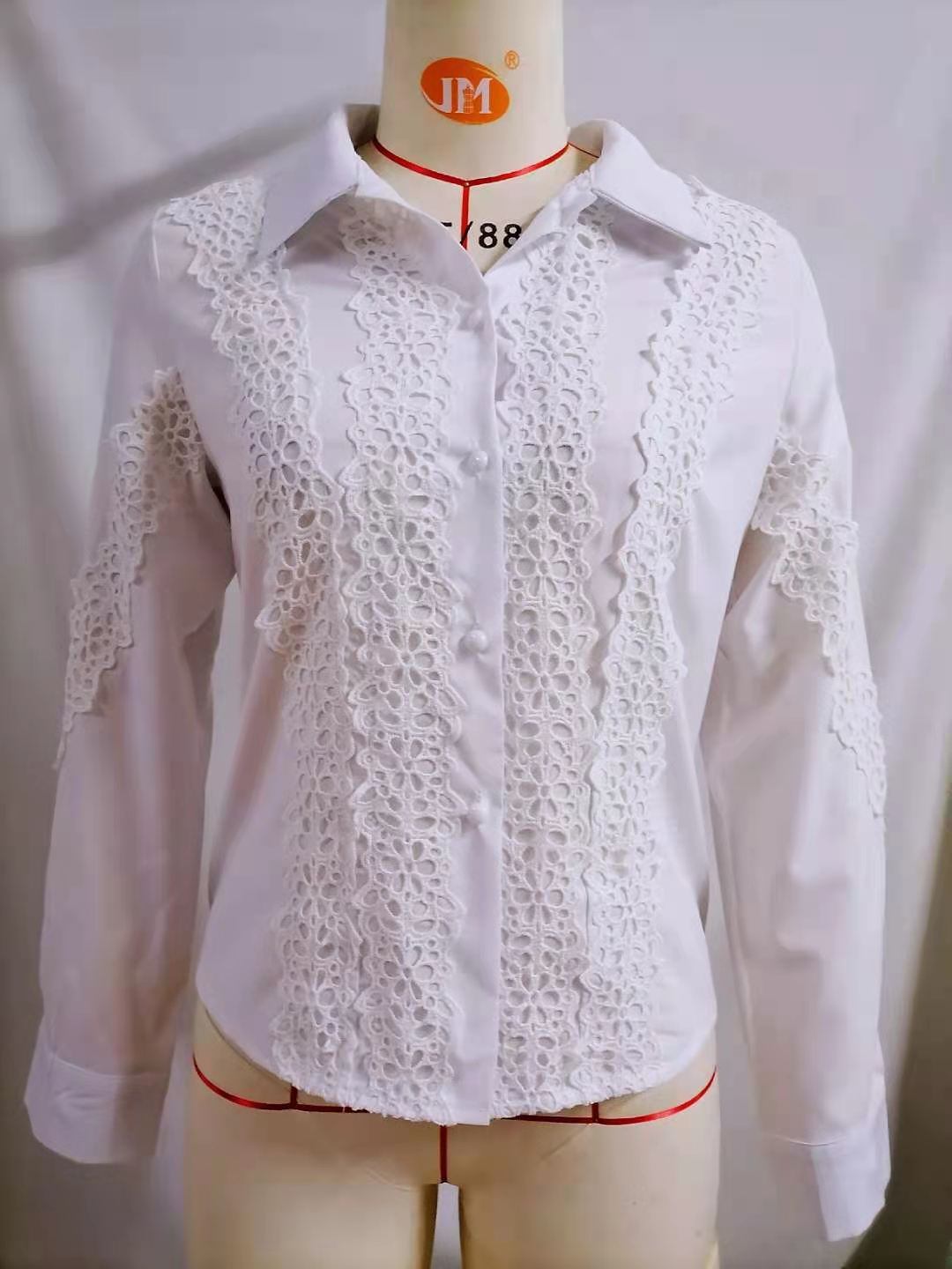 Women's Blouse Long Sleeve Blouses Lace Elegant Solid Color display picture 7