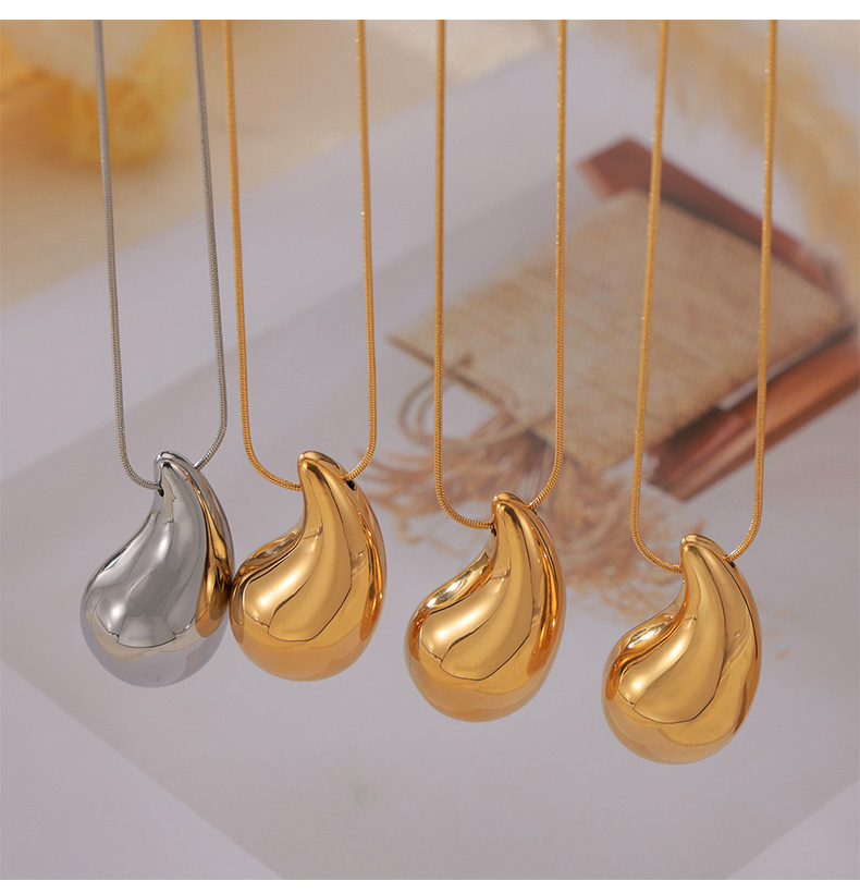 Edelstahl 304 18 Karat Vergoldet Elegant Französische Art Einfacher Stil Überzug Inlay Wassertropfen Strasssteine Ohrringe Halskette display picture 1