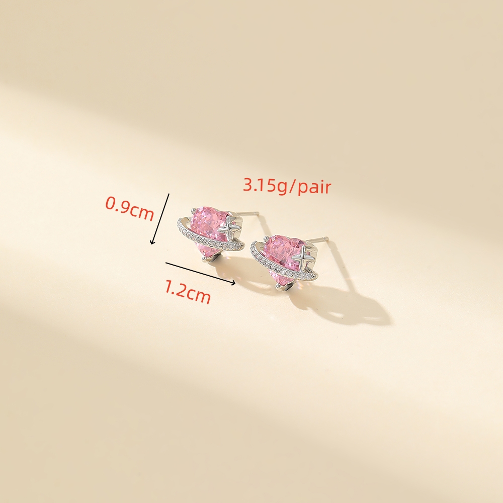 1 Pair Simple Style Classic Style Heart Shape Inlay Copper Zircon Ear Studs display picture 9