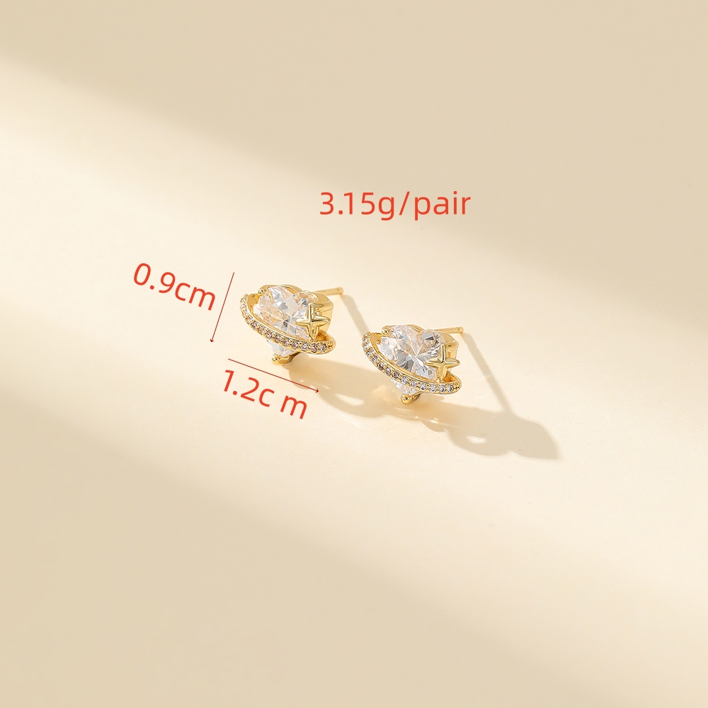 1 Pair Simple Style Classic Style Heart Shape Inlay Copper Zircon Ear Studs display picture 10