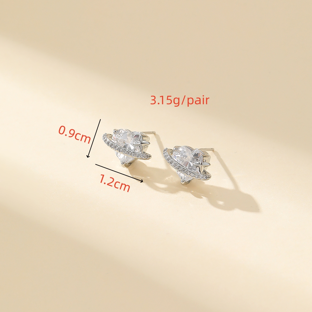 1 Pair Simple Style Classic Style Heart Shape Inlay Copper Zircon Ear Studs display picture 11