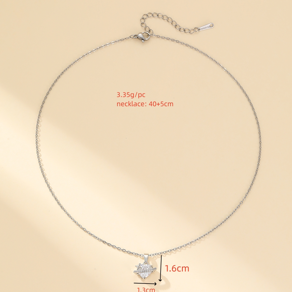 304 Stainless Steel Copper Simple Style Classic Style Inlay Star Heart Shape Zircon Pendant Necklace display picture 5