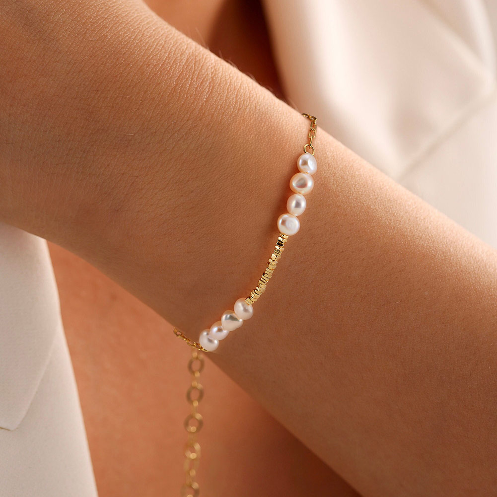 Elegant Simple Style Classic Style Geometric Freshwater Pearl Sterling Silver Bracelets In Bulk display picture 1