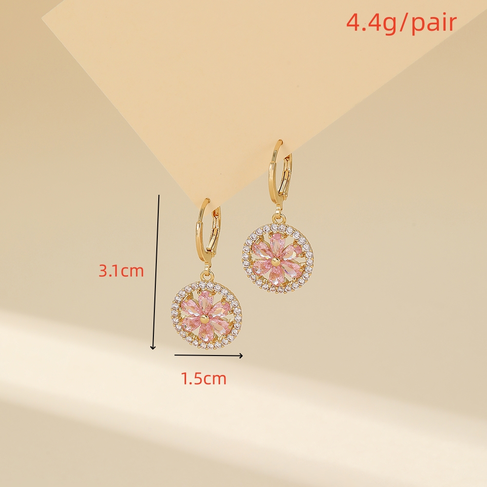 1 Pair Simple Style Classic Style Solid Color Plating Inlay Copper Zircon Drop Earrings display picture 1