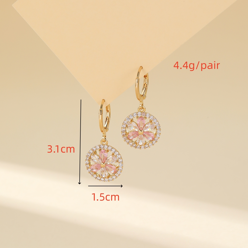 1 Pair Simple Style Classic Style Solid Color Plating Inlay Copper Zircon Drop Earrings display picture 2