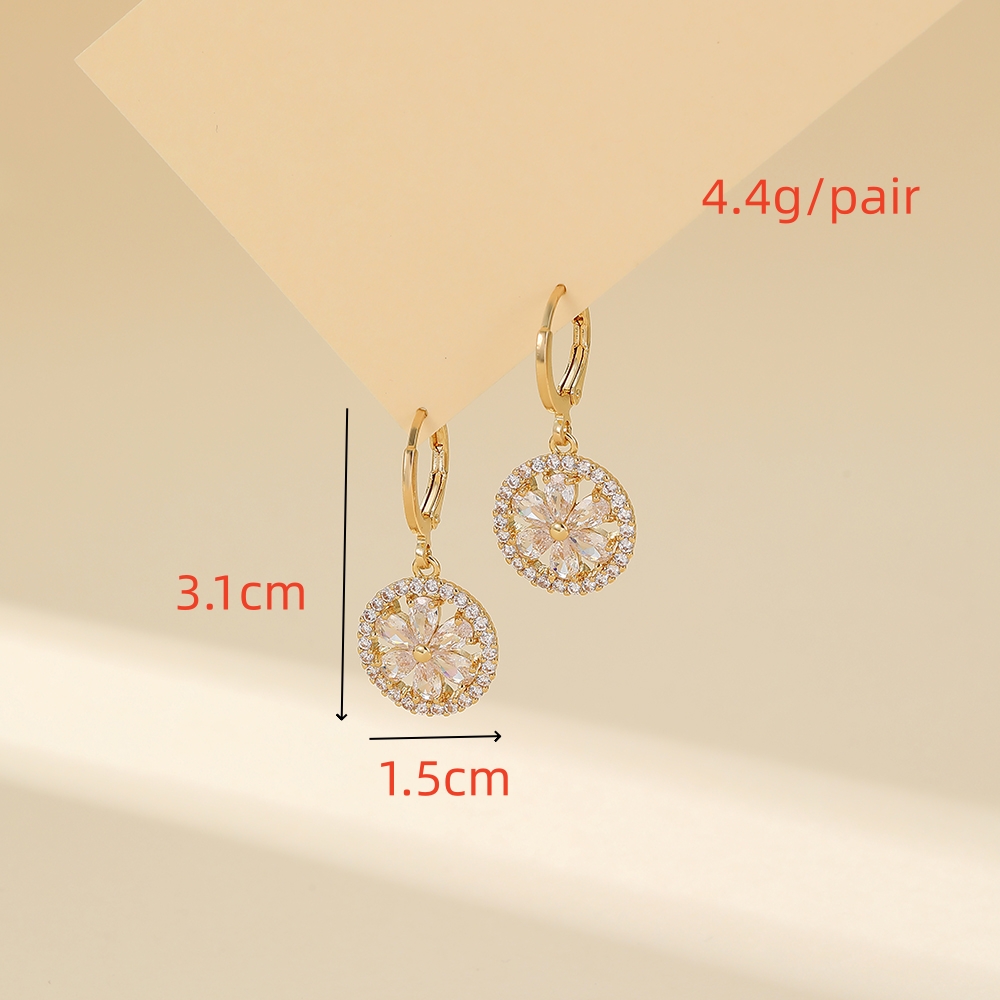 1 Pair Simple Style Classic Style Solid Color Plating Inlay Copper Zircon Drop Earrings display picture 3