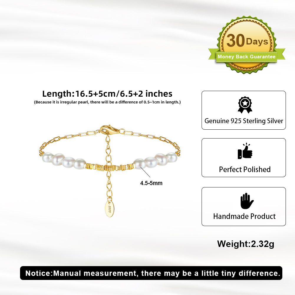 Elegant Simple Style Classic Style Geometric Freshwater Pearl Sterling Silver Bracelets In Bulk display picture 3