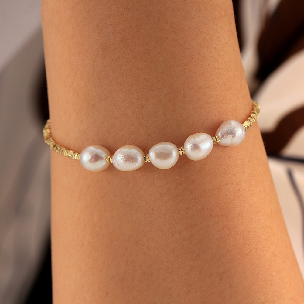 Freshwater Pearl Sterling Silver IG Style Elegant Lady Plating Geometric Bracelets display picture 1