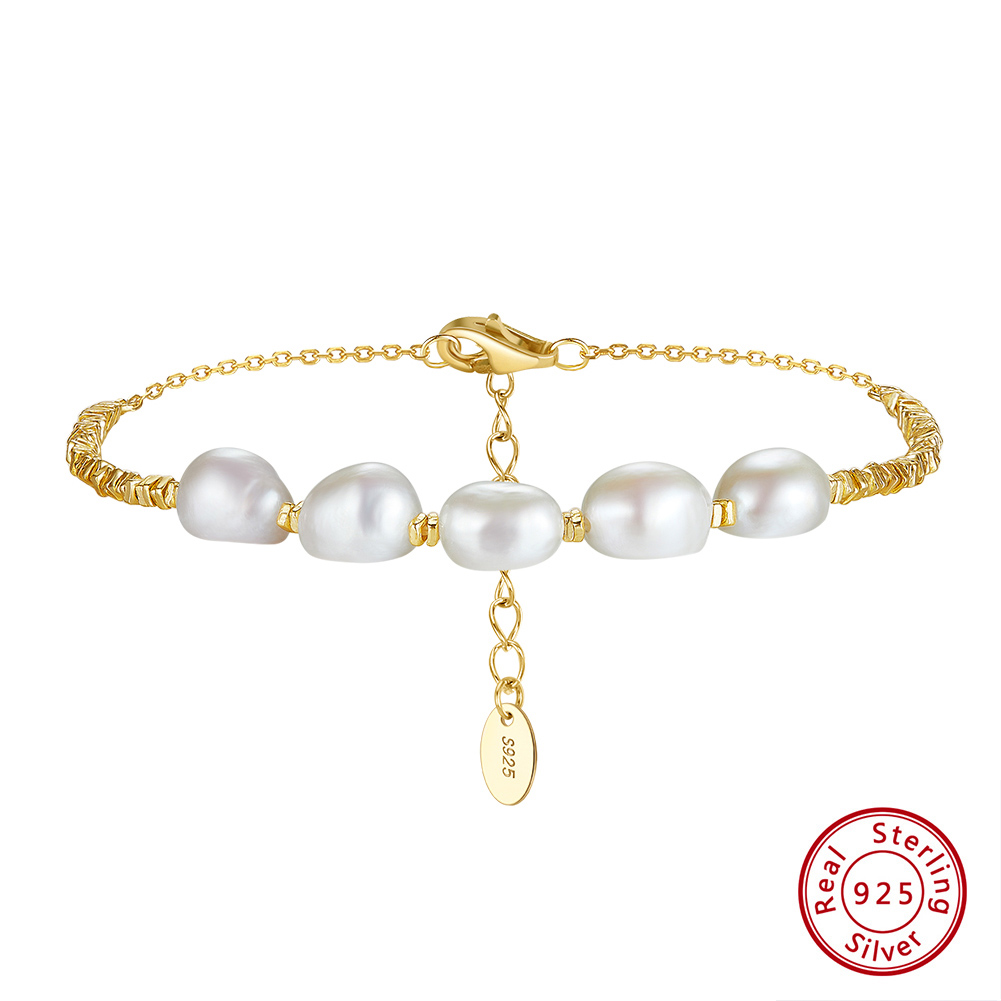 Freshwater Pearl Sterling Silver IG Style Elegant Lady Plating Geometric Bracelets display picture 2