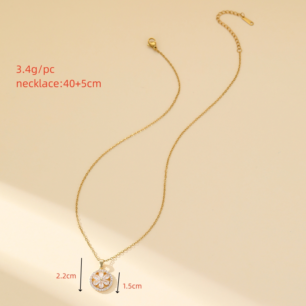 304 Stainless Steel Copper Simple Style Shiny Inlay Solid Color Zircon Pendant Necklace display picture 1