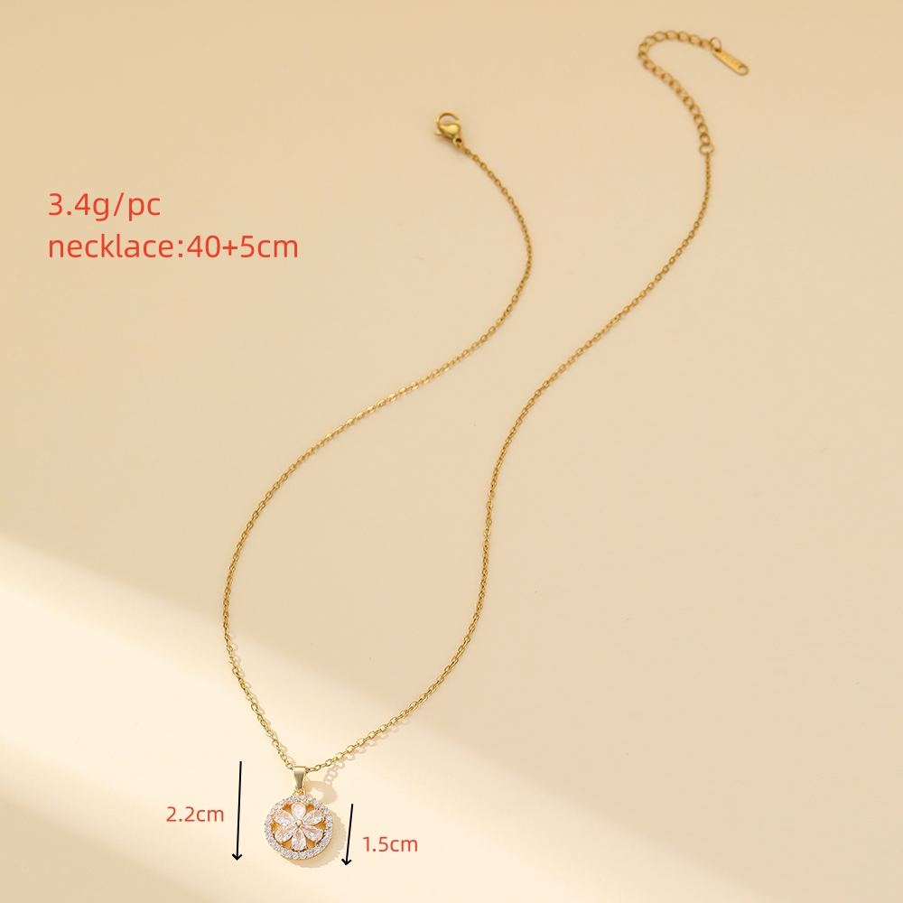 Edelstahl 304 Kupfer Einfacher Stil Glänzend Inlay Einfarbig Zirkon Halskette Mit Anhänger display picture 1