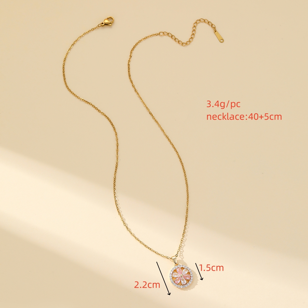 304 Stainless Steel Copper Simple Style Shiny Inlay Solid Color Zircon Pendant Necklace display picture 2
