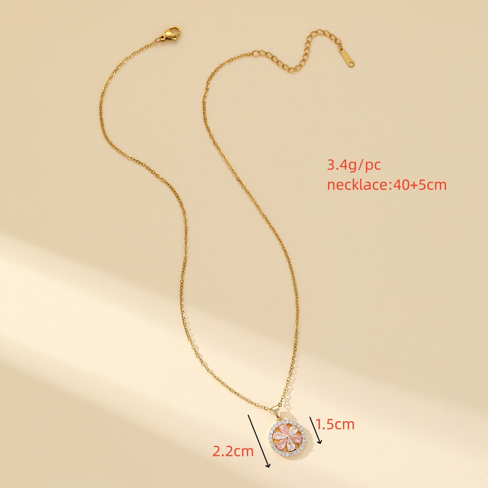 Acier Inoxydable 304 Le Cuivre Style Simple Brillant Incruster Couleur Unie Zircon Pendentif display picture 2