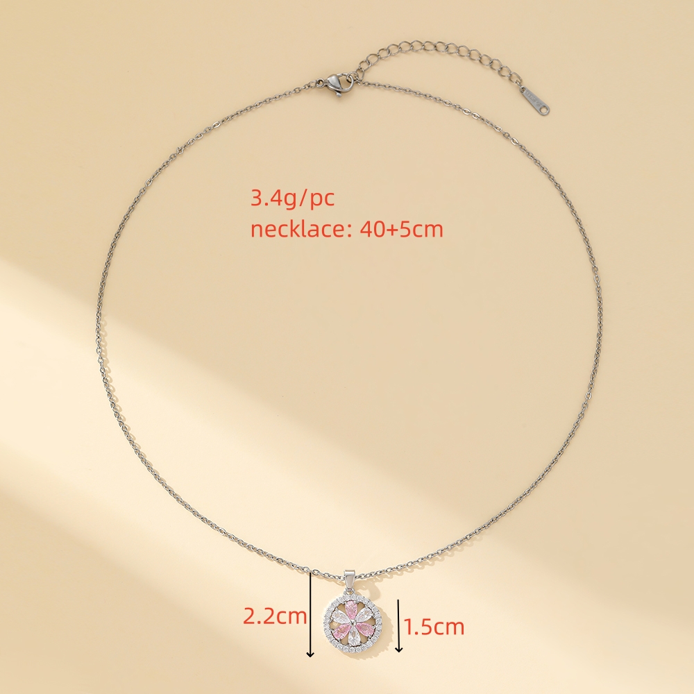 304 Stainless Steel Copper Simple Style Shiny Inlay Solid Color Zircon Pendant Necklace display picture 5