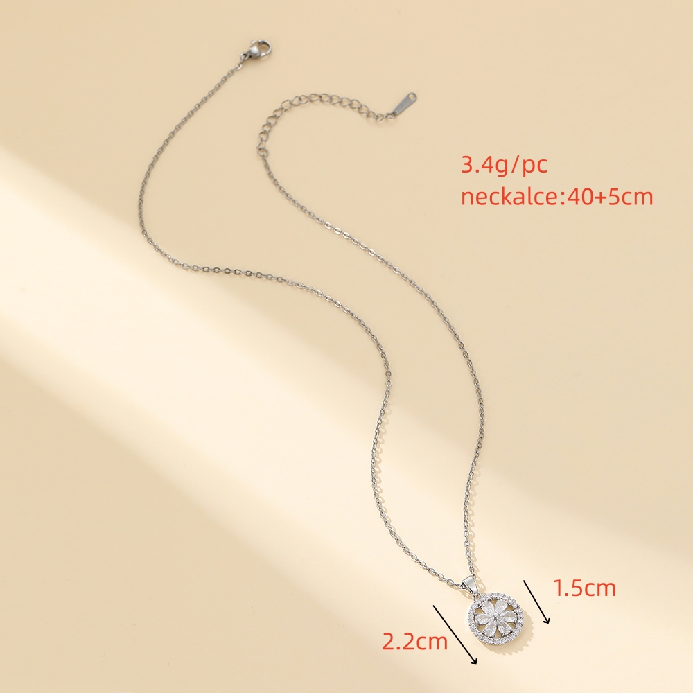 304 Stainless Steel Copper Simple Style Shiny Inlay Solid Color Zircon Pendant Necklace display picture 3
