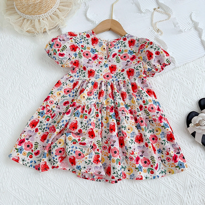 Princess Ditsy Floral Cotton Blend Girls Dresses display picture 3