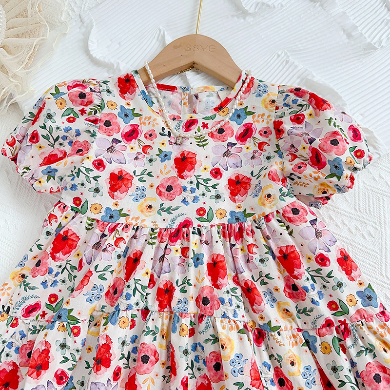 Princess Ditsy Floral Cotton Blend Girls Dresses display picture 7
