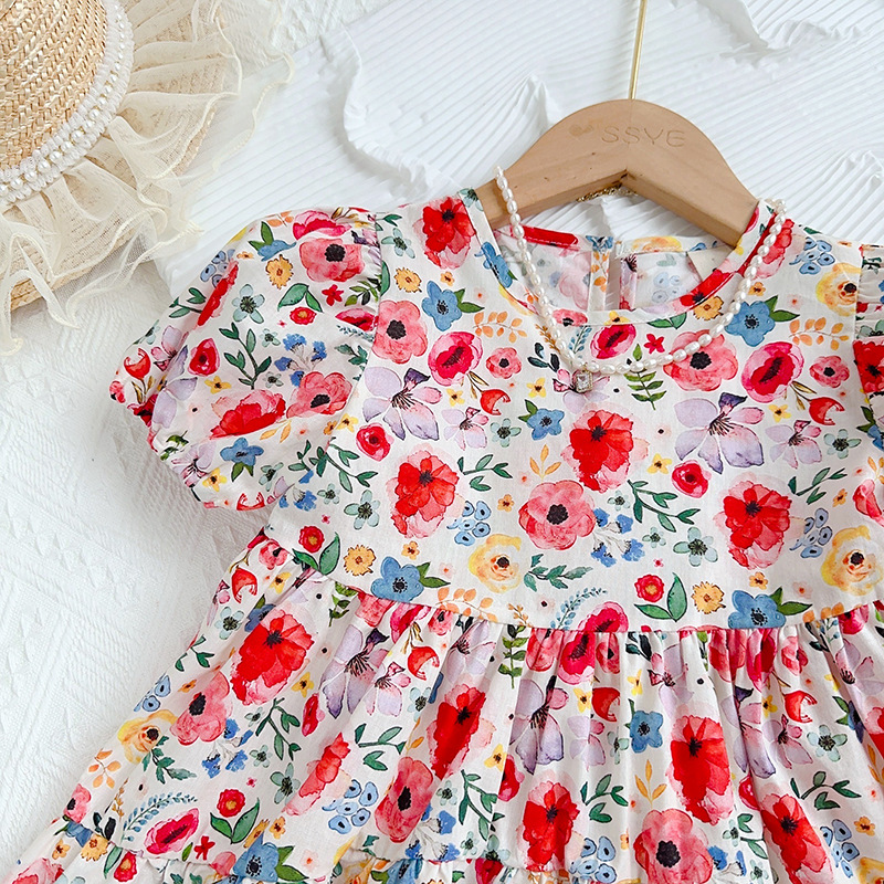 Princess Ditsy Floral Cotton Blend Girls Dresses display picture 5