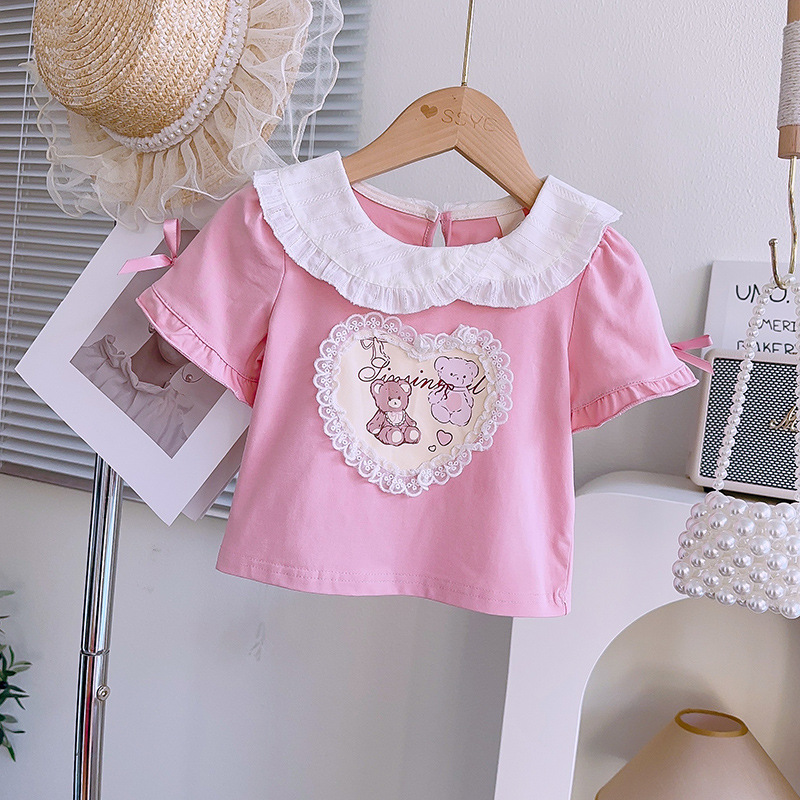 Streetwear Bear Heart Shape Cotton Spandex Polyester Girls Clothing Sets display picture 10