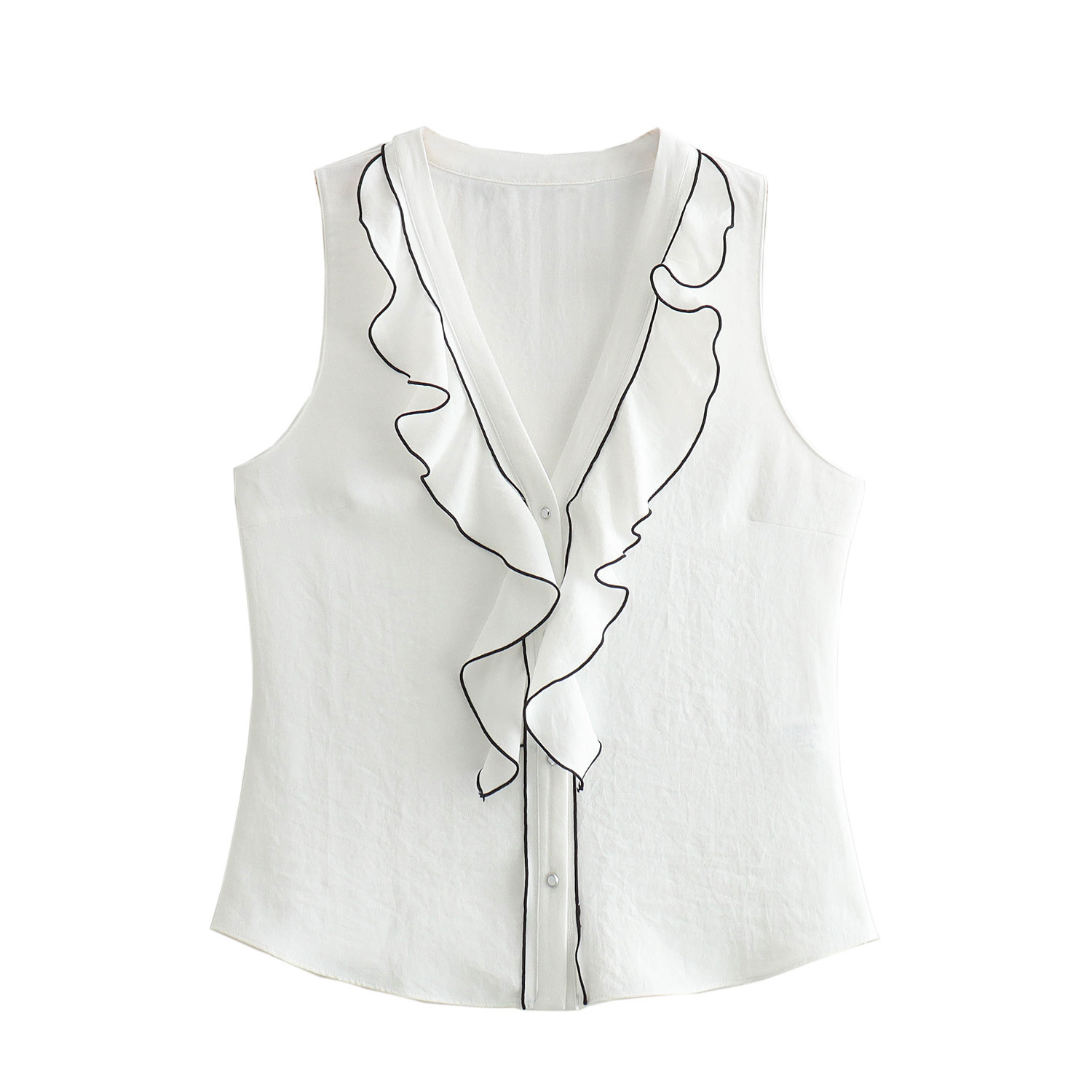 Women's Vest Sleeveless Blouses Button Simple Style Solid Color display picture 1