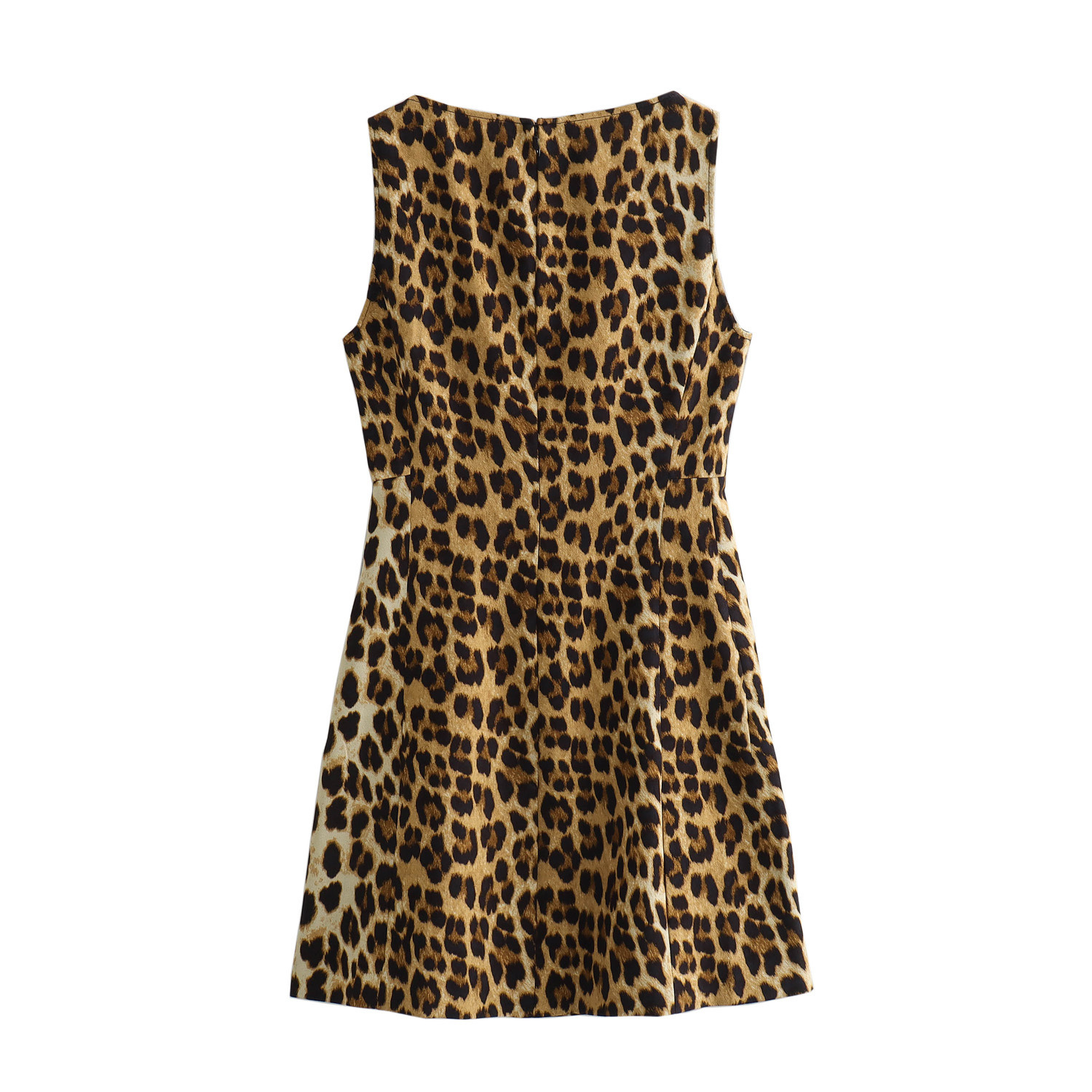 Women's Sheath Dress Streetwear Round Neck Sleeveless Leopard Knee-Length Daily Bar display picture 2