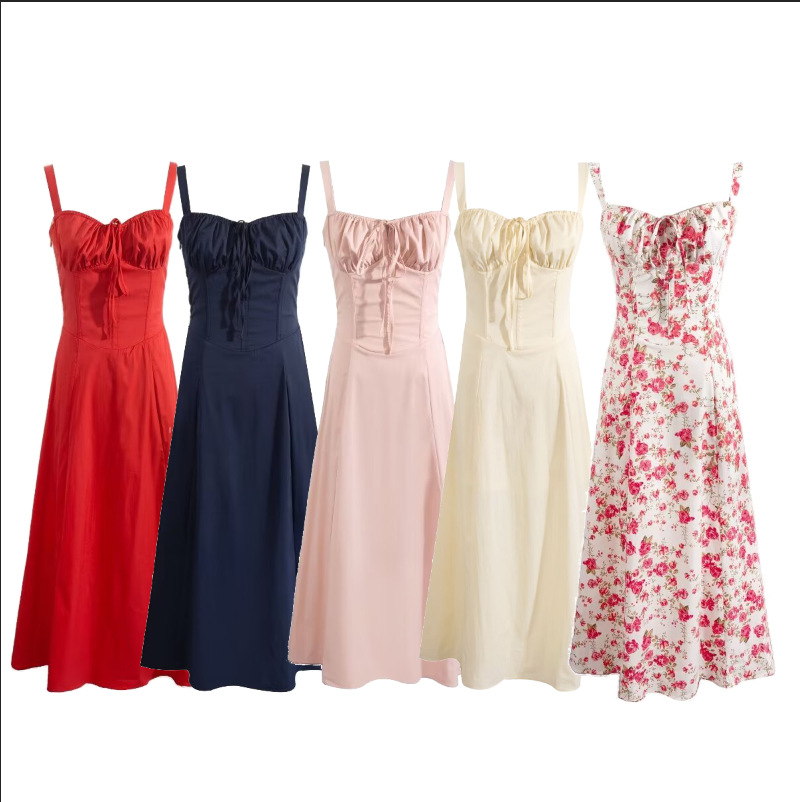 Women's Strap Dress Vacation Strap Backless Sleeveless Ditsy Floral Solid Color Midi Dress Holiday Daily display picture 1