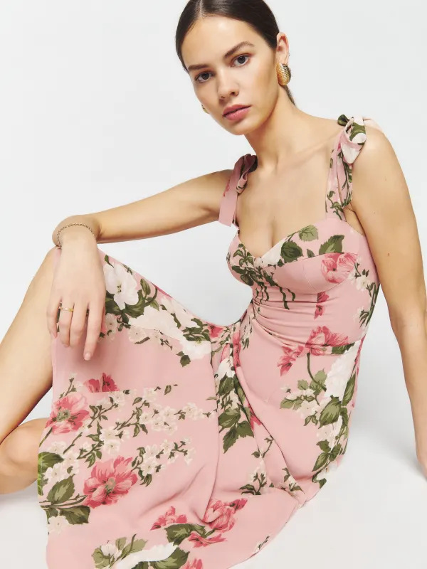 Women's Strap Dress Vacation Strap Backless Sleeveless Ditsy Floral Midi Dress Daily display picture 3