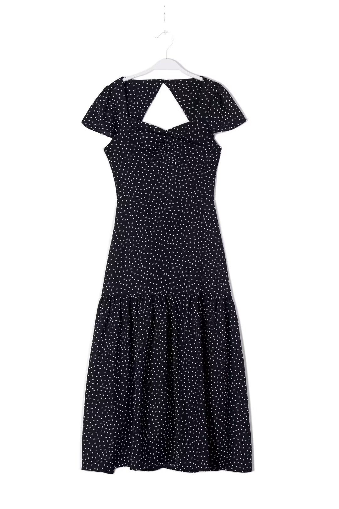Women's Regular Dress Vacation V Neck Tassel Short Sleeve Polka Dots Solid Color Maxi Long Dress Daily display picture 4