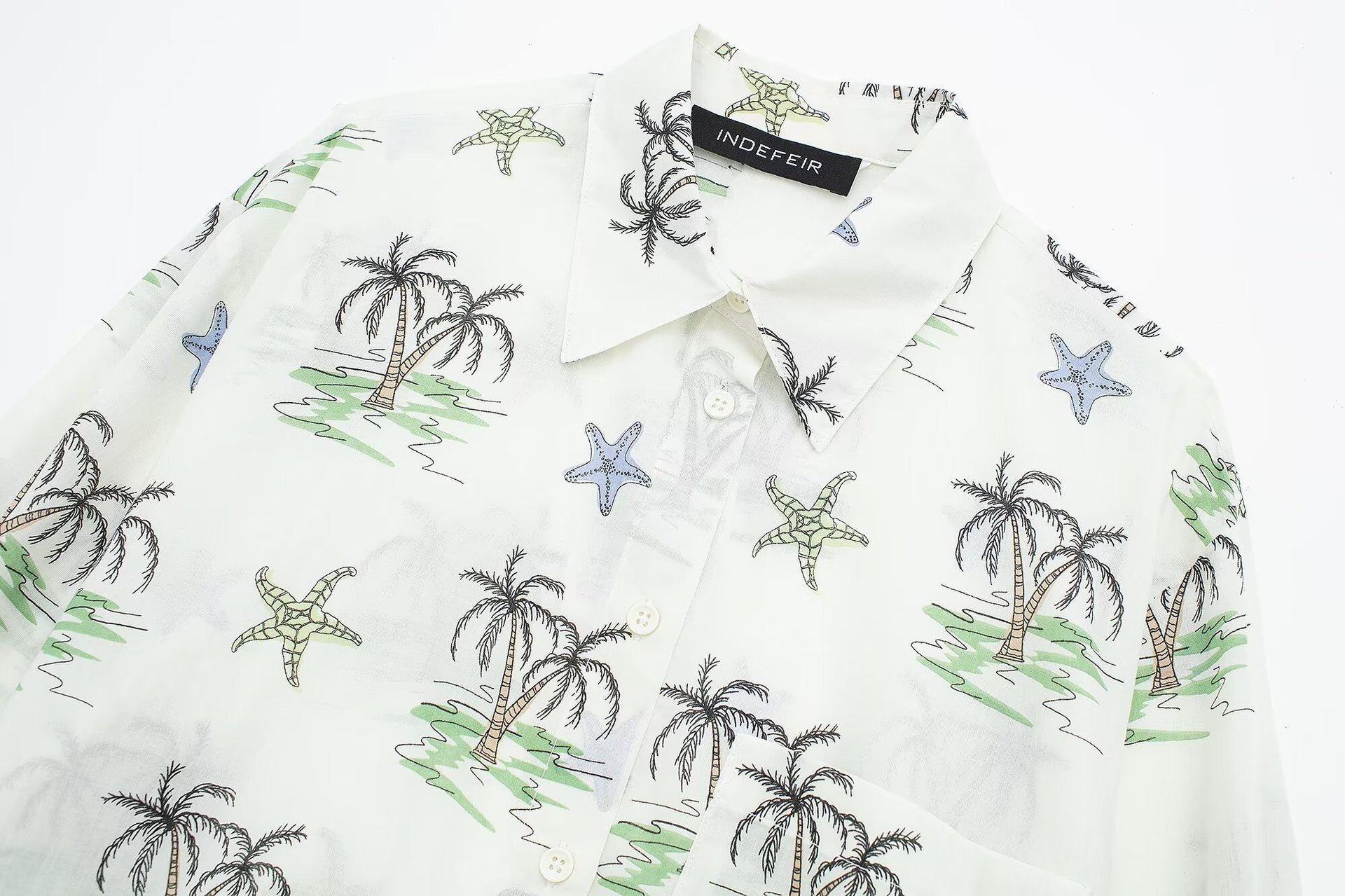 Women's Blouse Long Sleeve Blouses Printing Button Vacation Coconut Tree display picture 2