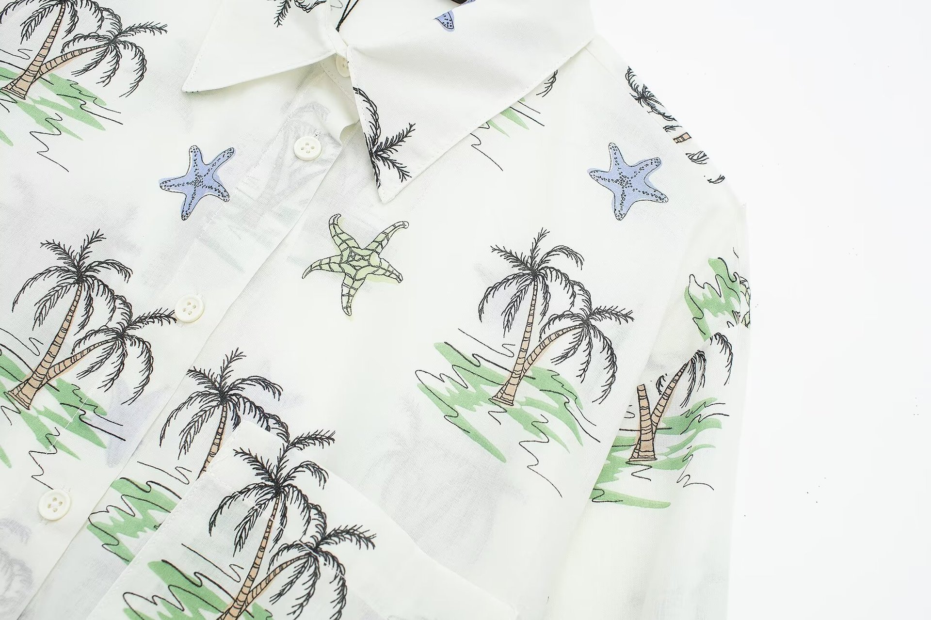 Women's Blouse Long Sleeve Blouses Printing Button Vacation Coconut Tree display picture 5