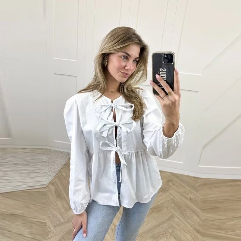 Women's Blouse Long Sleeve Blouses Simple Style Solid Color display picture 5