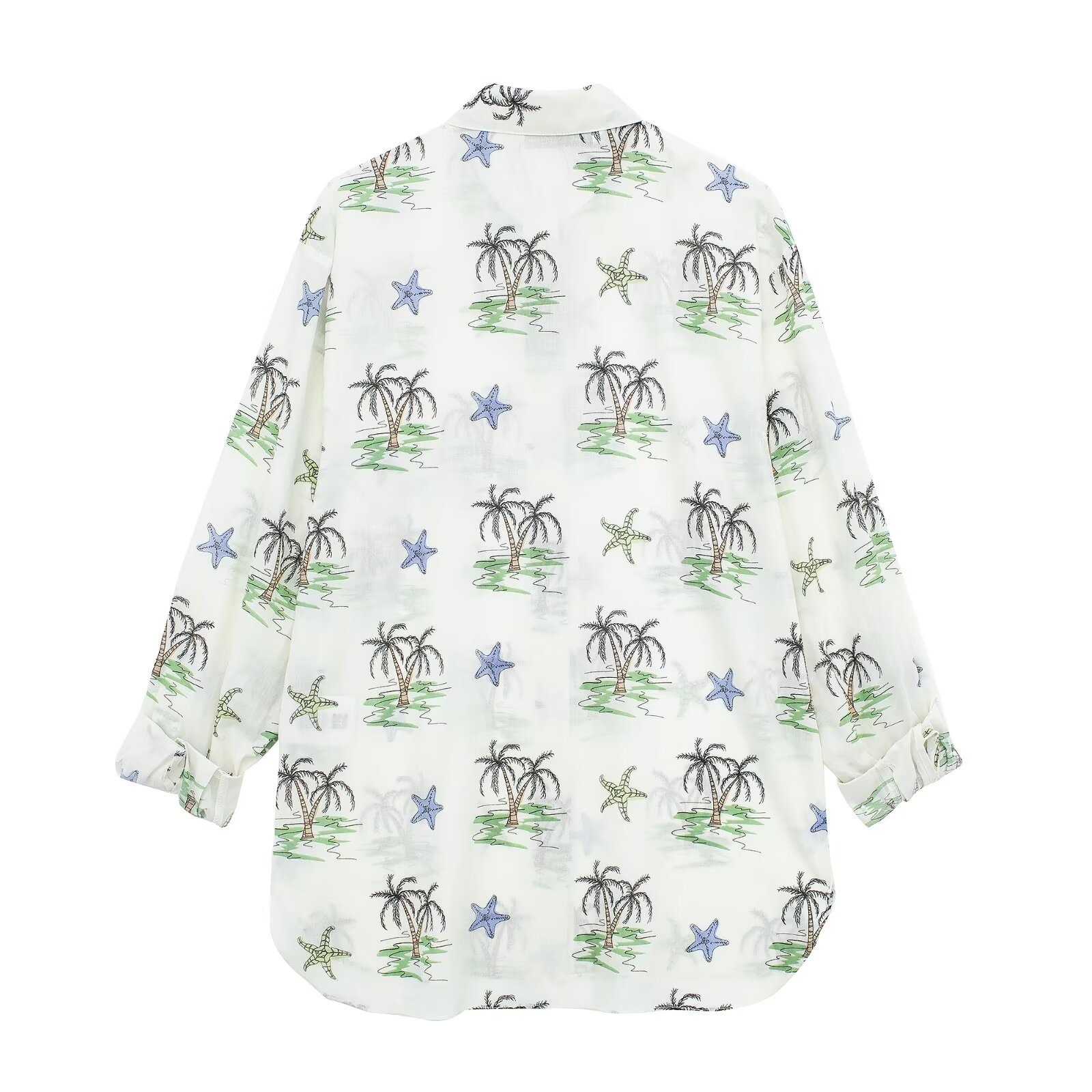 Women's Blouse Long Sleeve Blouses Printing Button Vacation Coconut Tree display picture 11