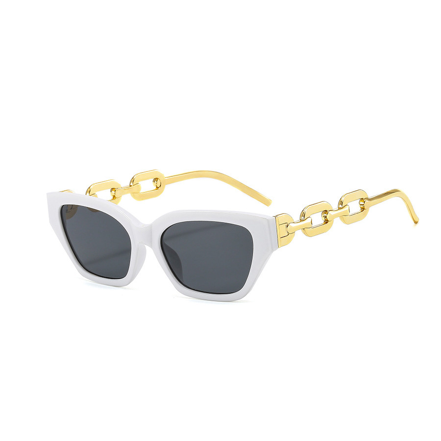 Nordic Style Vacation Beach Solid Color Ac Cat Eye Chain Full Frame Women's Sunglasses display picture 2