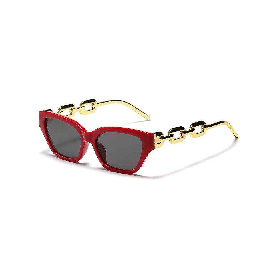 Nordic Style Vacation Beach Solid Color Ac Cat Eye Chain Full Frame Women's Sunglasses display picture 9