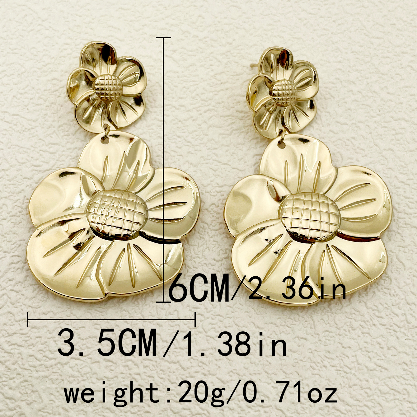 1 Pair Basic Modern Style Classic Style Round Flower Plating 304 Stainless Steel Gold Plated Drop Earrings display picture 2