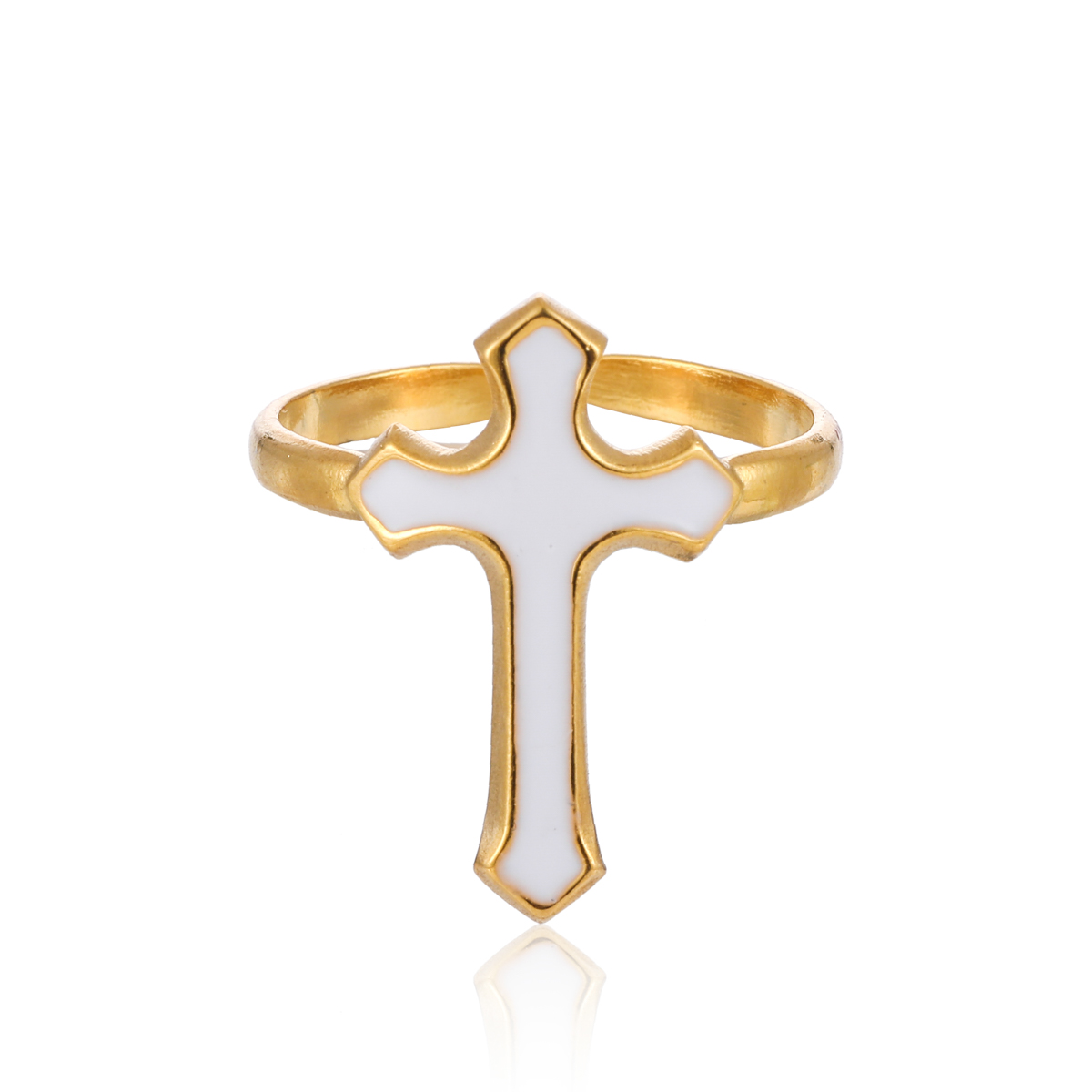 Elegant Classic Style Cross 304 Stainless Steel 18K Gold Plated Open Rings In Bulk display picture 1