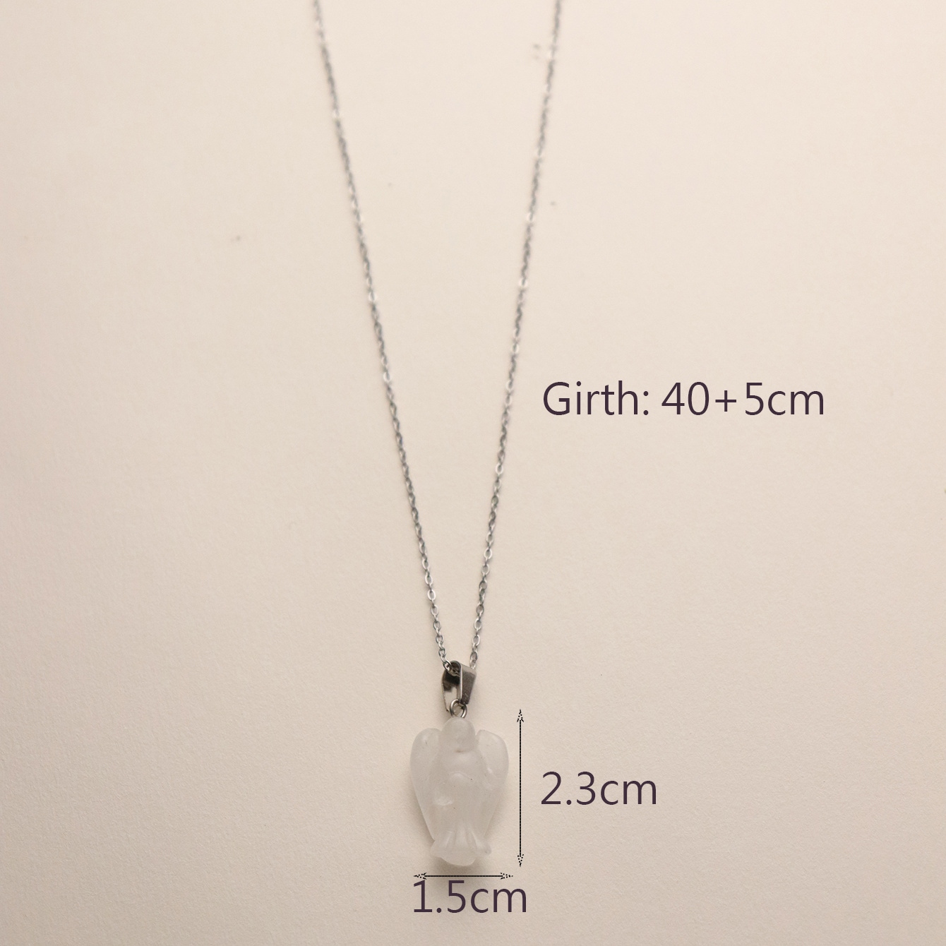 304 Stainless Steel Natural Stone Silver Plated IG Style Modern Style Classic Style Angel Pendant Necklace display picture 5