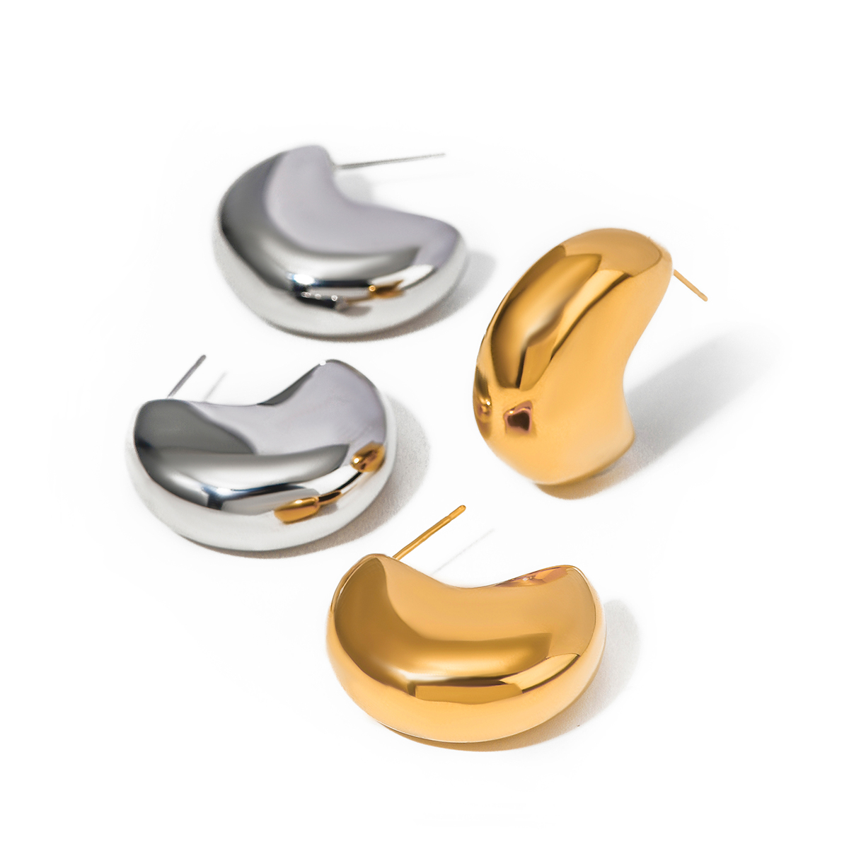 1 Pair IG Style Simple Style Moon Plating 316 Stainless Steel  18K Gold Plated Ear Studs display picture 6