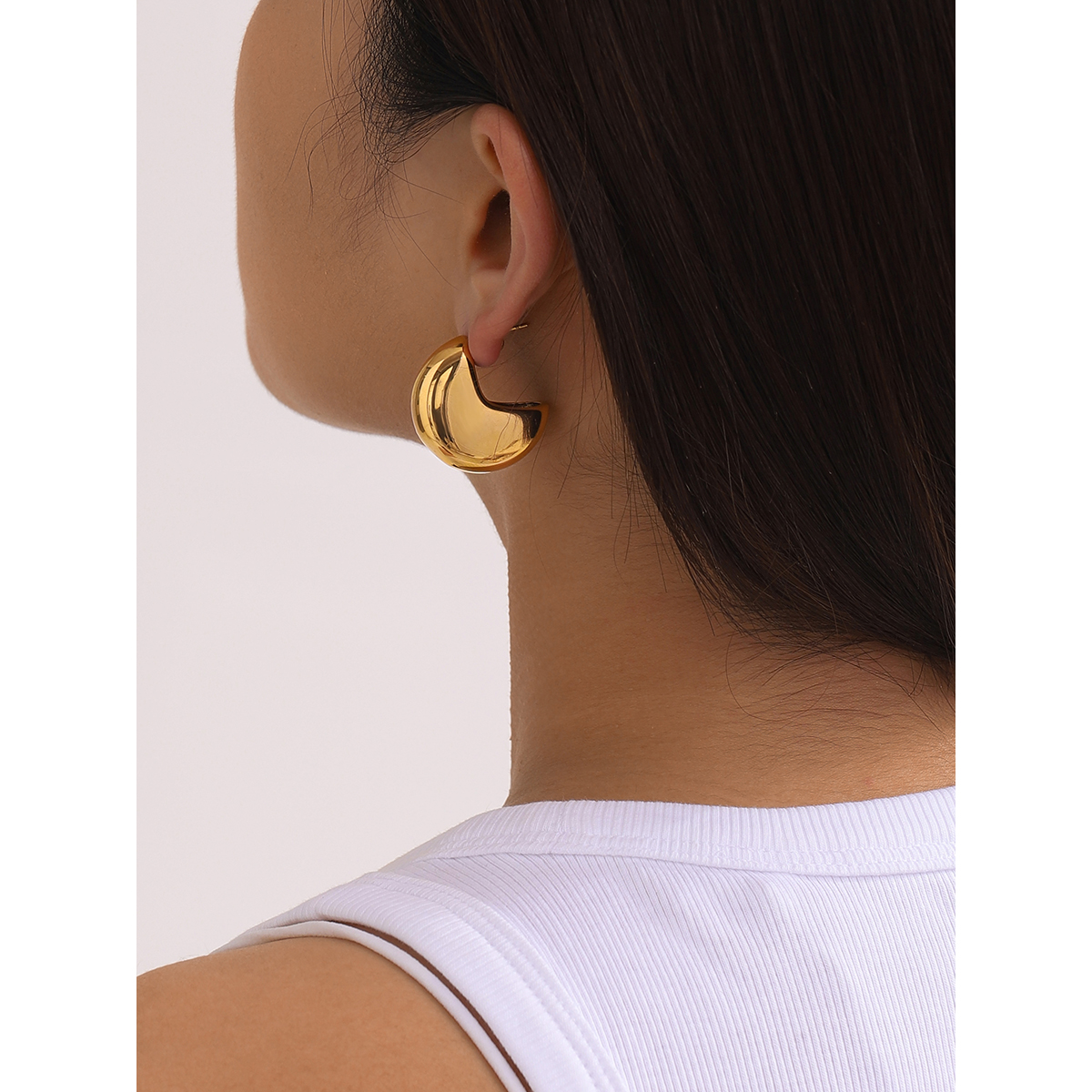 1 Pair IG Style Simple Style Moon Plating 316 Stainless Steel  18K Gold Plated Ear Studs display picture 11