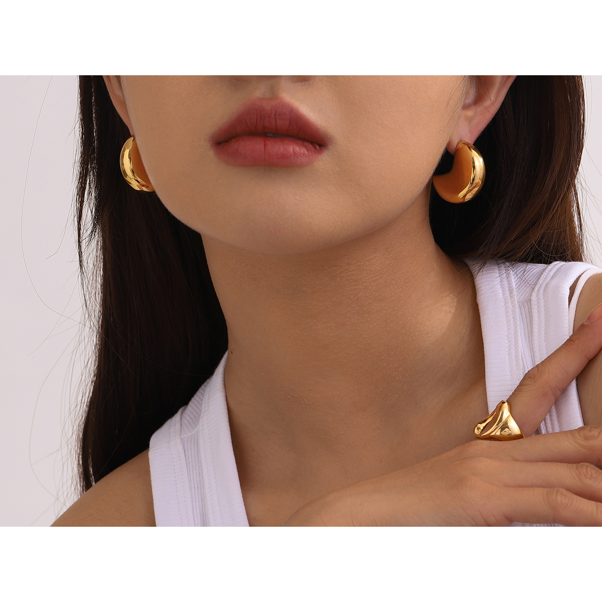 1 Pair IG Style Simple Style Moon Plating 316 Stainless Steel  18K Gold Plated Ear Studs display picture 12
