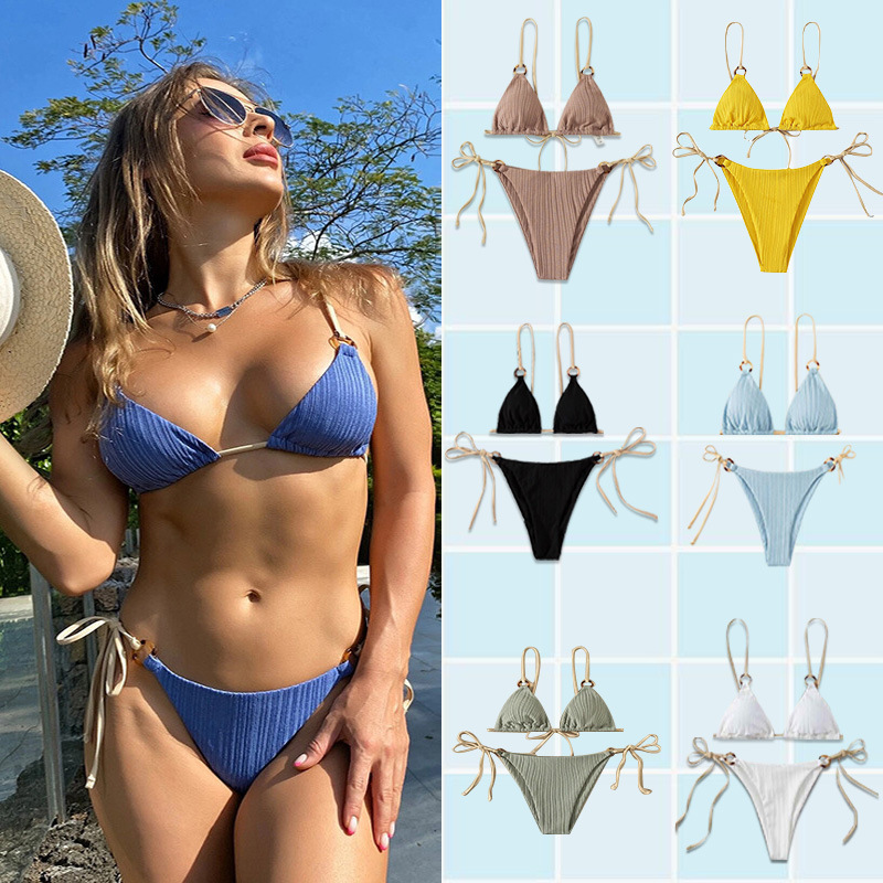 Women's Solid Color 2 Piece Set Bikinis display picture 25