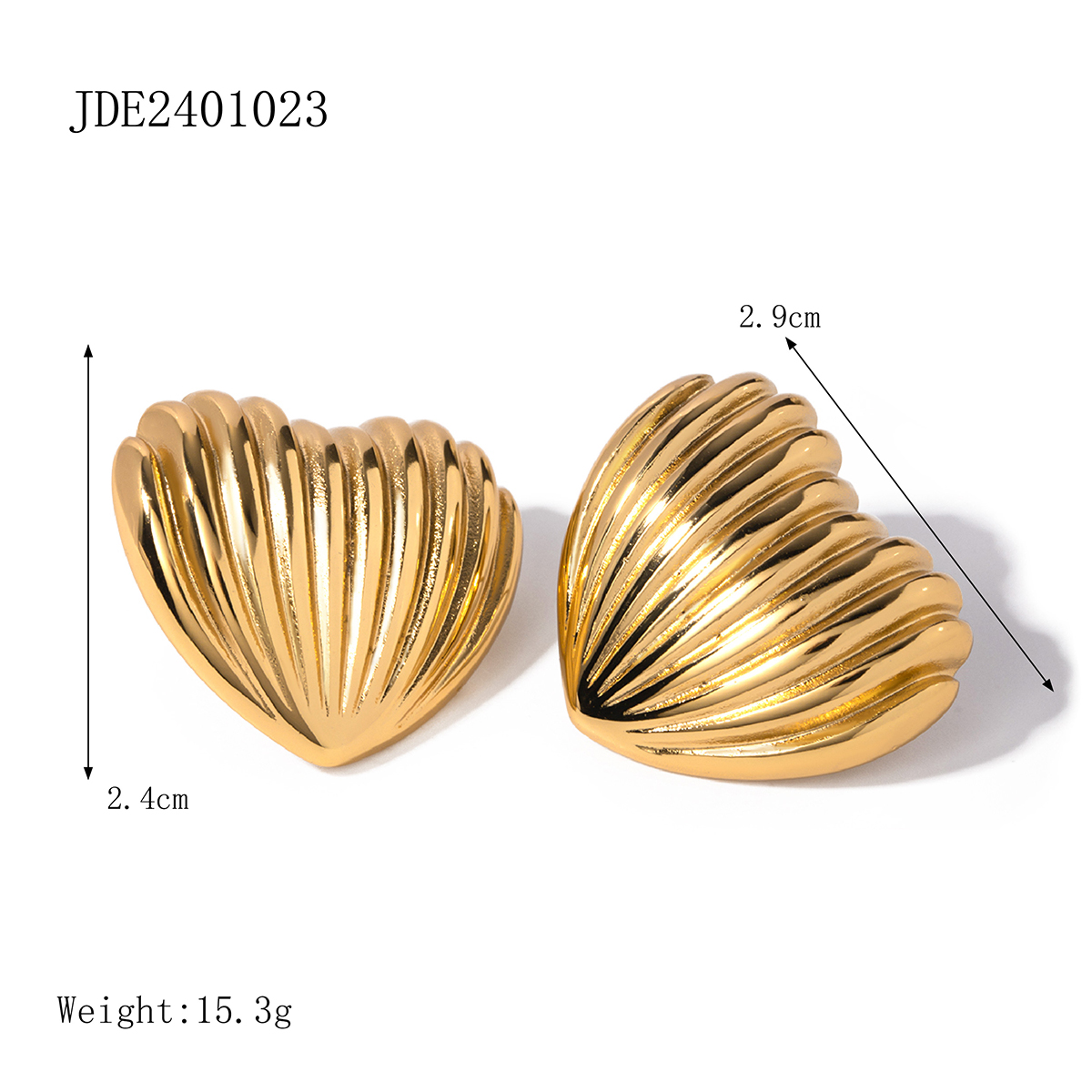 1 Pair IG Style Simple Style Heart Shape 304 Stainless Steel 18K Gold Plated Ear Studs display picture 2
