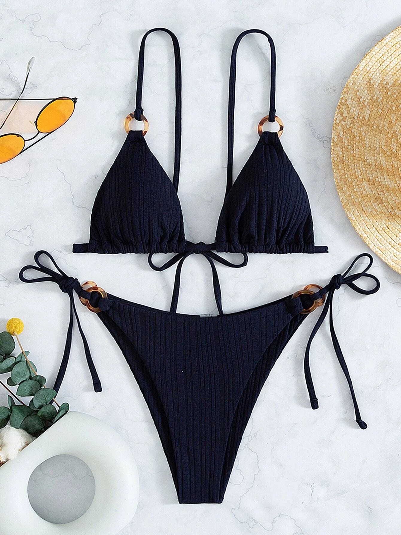 Women's Solid Color 2 Piece Set Bikinis display picture 35