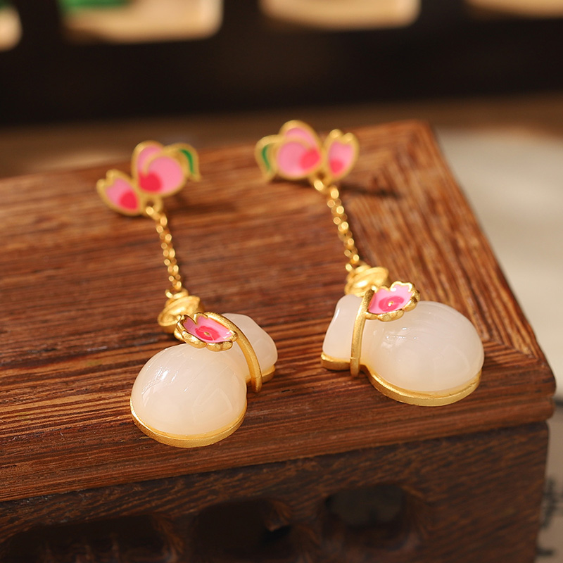 1 Pair Vintage Style Classic Style Peach Flower Copper 24K Gold Plated Drop Earrings display picture 3