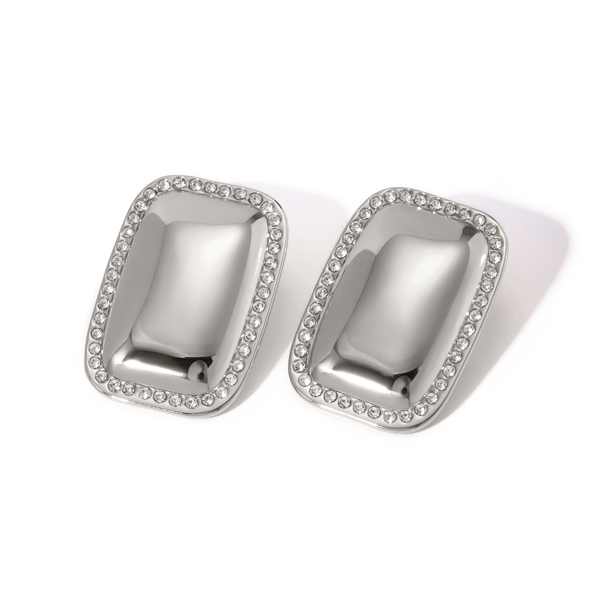 1 Pair IG Style Rectangle Plating Inlay 304 Stainless Steel Rhinestones 18K Gold Plated Ear Studs display picture 2